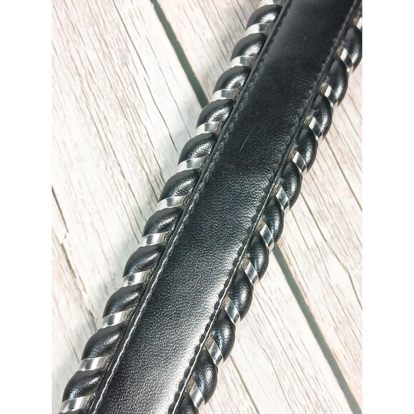 Cimarron Belt Corp Black and Silver Leather Belt Made in USA 36.5\